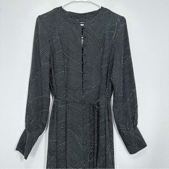 Madewell Tie-Waist Midi Dress in Dot Blouson Shirt Dress Button Down Casual Fall - Picture 3 of 12